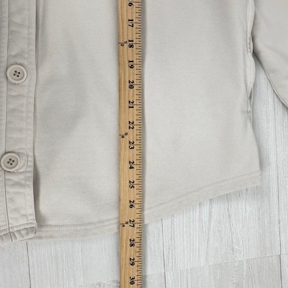 Good American Shacket Shirt Jacket Size 3/4 Large Button Up Cotton Terry Cream - Picture 12 of 13